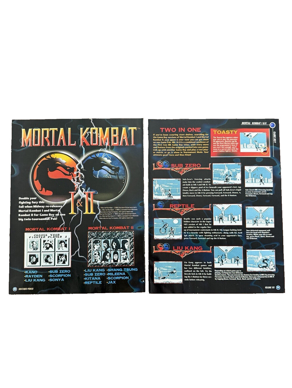 Mortal Kombat I & II Nintendo Game Boy Print Ad Promo Art Acclaim Midway
